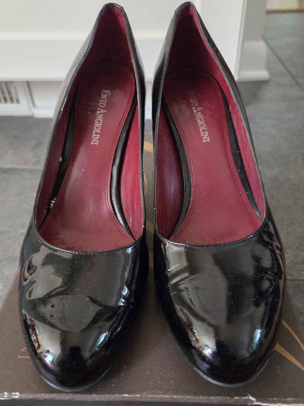 Enzo Angiolini Women’s Black Patent Leather Pumps, Eagellian Style Size 8